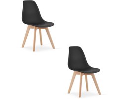 Set van 2 Eetkamerstoelen KITO – Zwart – Beuken Poten – Kuipstoel met Kunststof Zitting – Tijdloos Design, Functioneel en Duurzaam, Geschikt voor Woonkamer, Eetkamer en Kantoor