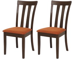 Set van 2 eetkamerstoelen MCW-G46, keukenstoel Stoel, stof/textiel Massief hout ~ donker frame, oranje