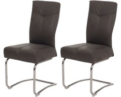 Set van 2 eetkamerstoelen MCW-G56, keukenstoel sledestoel, textiel suèdelook ~ grijs