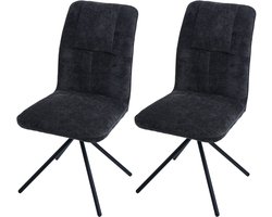 Set van 2 eetkamerstoelen MCW-N99, keukenstoel, draaibaar met automatische terugvering, stof/textiel chenille (340g/m²) Oeko-Tex ~ donkergrijs
