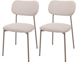 Set van 2 eetkamerstoelen MCW-O26, keukenstoel gestoffeerde stoel, koord (330g/m²) stof/textiel metaal ~ beige