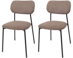 Set van 2 eetkamerstoelen MCW-O26, keukenstoel gestoffeerde stoel, koord (330g/m²) stof/textiel metaal ~ taupe