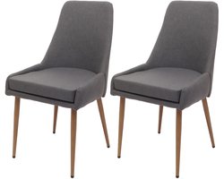Set van 2 eetkamerstoelen MCW-O27, keukenstoel gestoffeerde stoel, stof/textiel (280g/m²) metaal ~ donkergrijs