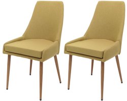 Set van 2 eetkamerstoelen MCW-O27, keukenstoel gestoffeerde stoel, stof/textiel (280g/m²) metaal ~ groen