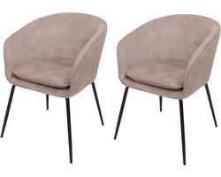 Set van 2 eetkamerstoelen MCW-O28, keukenstoel gestoffeerde stoel, stof/textiel (340g/m²) metaal ~ taupe