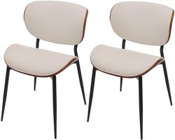 Set van 2 eetkamerstoelen MCW-O45, stoel, gebogen hout kunstleer 280g/m² Oeko-Tex MVG ~ walnoot look, wit