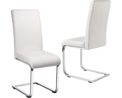 Set van 2 Eetkamerstoelen met Kunstleer Bekleding en Roestvrijstalen Frame