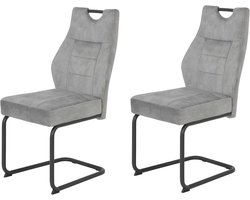 Set van 2 Eetkamerstoelen met Rocking Chair, Microfiber Zilver