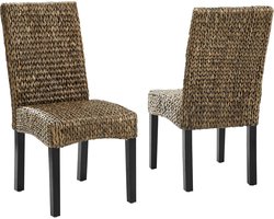 Set van 2 Eetkamerstoelen met Zeegras Bekleding - Natuurlijke Stijl