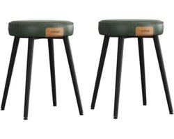 Set van 2 eetkamerstoelen van kunstleer in bosgroen 48,2 cm hoog voor in keuken en eetkamer