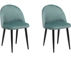 Set van 2 eetkamerstoelen VISALIA Fluweel Mintgroen