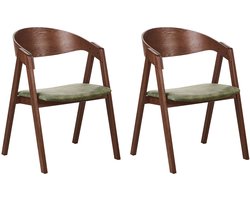 Set van 2 eetkamerstoelen YUBA Hout Donkergroen