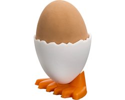 Set van 2 eierdopjes: eischaal met oranje pootjes – Kunststof Eierdopjes – Ø 4,5 cm x 4 cm