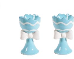 Set van 2 eierdopjes met strik Ø 5,5cm x 10H blauw