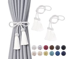 Set van 2 elegante decoratieve gordijnen - wit - zijde