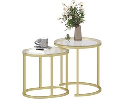 Set van 2 Elegante Salontafels van Staal en Gehards Glas
