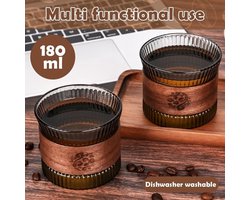 Set van 2 Espressokopjes - 170 ml - Walnoothout - Thee - Mokka - Latte macchiato
