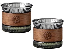 Set van 2 Espressokopjes - 170 ml - Walnoothout - Thee - Mokka - Latte macchiato