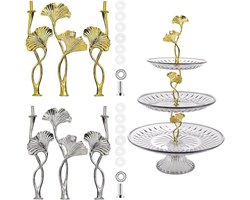 Set van 2 Etagère Stangen: Bouwpakket voor Taart- of Fruitschalen (2-3 Lagen), Goud en Zilver
