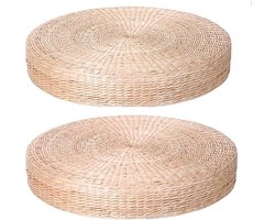 Set van 2 extra grote vloerkussens, ronde, met stro gevoerde vloerkussens voor buiten, diameter: 60 cm (23,6 inch).