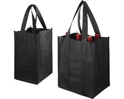 Set van 2 flessen tassen voor 6 en 4 flessen, gemaakt van non-woven stof met vakken, geschikt voor flessen tot 1,5L, ideaal voor wijn en dranken
