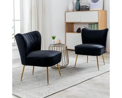 Set van 2 Fluvelen Fauteuils met Metalen Poten Moderne Zitstoelen