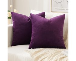 Set van 2 Fluweel Kussenhoezen - Zacht & Decoratief - Voor Bank Slaapkamer Woonkamer - Paars 40x40 cm