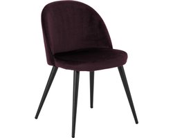 Set van 2 Fluwelen stoelen Amy Aubergine Velours bordeaux eetkamerstoelen