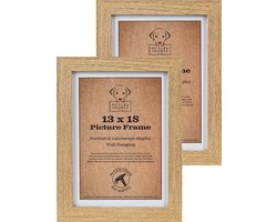 Set van 2 Fotolijsten Fotomaat 13x18 cm - MDF Hout- Licht Eiken- Fotokader - Posterlijst