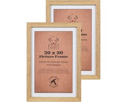 Set van 2 Fotolijsten Fotomaat 20x30 cm - MDF Hout - Licht Eiken - Fotokader - Posterlijst