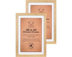 Set van 2 Fotolijsten Fotomaat 30x45 cm - MDF Hout - Licht Eiken - Fotokader - 28mm profielbreedte - Posterlijst