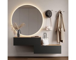 Set van 2 Garderobekasten en Ladekast - Halmeubel Set in Goud Eiken en Antraciet