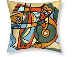 Set van 2 geborduurde Art Aquael kussenhoezen 45x45 cm