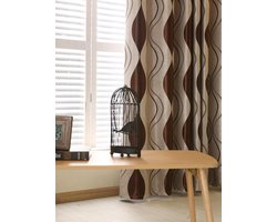 Set van 2 geometrische moderne gordijnen voor de woonkamer (230 x 140 cm x 2, bruin)