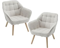 Set van 2 gestoffeerde kuipstoelen van linnen voor moderne woonkamers