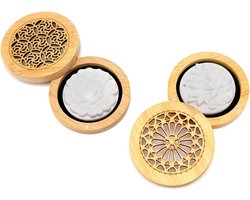 Set van 2 Geurstenen voor Luchtverfrisser - Houten Aroma Diffuser met Decoratieve Geurstenen voor Woonkamer, Badkamer en Slaapkamer