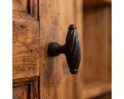 Set van 2 Gietijzeren Deurknop T-Greep zware kwaliteit – Robuuste Zwarte Meubelknop en Handgreep - Landelijk Antiek Meubelbeslag - Deurbeslag brocante
