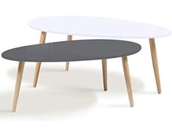 Set van 2 Gigi salontafels PM grijs GM Scandinavisch wit gelakt
