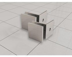 Set van 2 Glaskoppelingen t.b.v. Profielloze Inloopdouche Mat - RVS Look