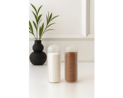 Set van 2 Glazen Kruidenstrooiers – Zout- en Peperstrooier – Modern Design – Transparant