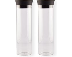 Set van 2 Glazen Waterkannen met Deksel - 1L Capaciteit - Transparant - Voor Fruitwater - Duurzaam Borosilicaat Glas - Elegant Ontwerp – Kerst/Passen Accessoire