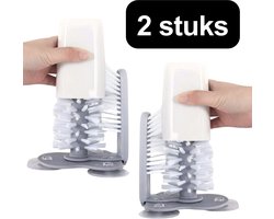 Set van 2 Glazenborstels Horeca Stijl - Glazenspoeler met Zuignap - Afwasborstel Gootsteen - Spoelborstel - Bierglasreiniger