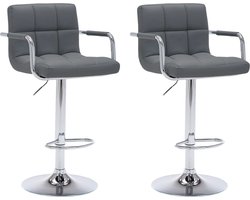 Set van 2 grijze barkrukken met armleuningen MIKE