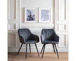 Set van 2 grijze BERTILLE fluwelen stoelen