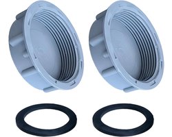 Set van 2 Grijze Eindkappen voor Pijpen 54mm met Rubberafdichtingen, Binnen draad, Levenslange Lekvrije Deksel, Duurzame Sanitairaccessoires voor Keuken en Badkamer