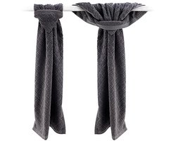 Set van 2 grijze keukendoeken met ophanglus - Ultraabsorberende handdoeken voor keuken en badkamer