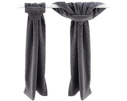 Set van 2 grijze keukendoeken met ophanglus - Ultraabsorberende handdoeken voor keuken en badkamer