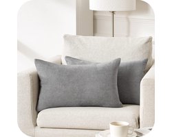Set van 2 grijze kussenhoezen - decoratief - 40 x 60 cm - zacht - chenille