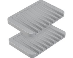 Set van 2 Grijze Silicone Zeepdispensers met Afvoer - Antislip Zeephouder voor Badkamer en Keuken