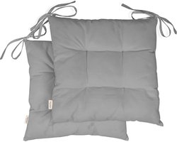 Set van 2 Grijze Tuinkussen Vierkant 48x48 cm - Waterbestendig Zitkussen voor Binnen en Buiten